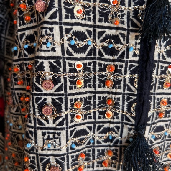 Beautiful beaded sequined Indian Pakistani knee length dress with slits Sz M - Picture 10 of 14